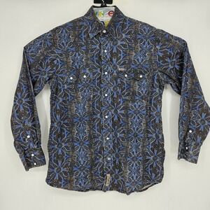 Rafter C Shirt Mens Medium Western Pearl Snap Cowboy Rodeo‎ Long Sleeve